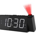 thumbnail image 1 of Reloj despertador con proyección para dormitorio, reloj digital LED con proyección en el techo con gran pantalla LED de 7 pulgadas y regulador de intensidad, proyector de 180°, carga USB y batería, 1 of 5