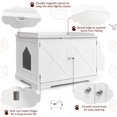 thumbnail image 5 of Pefilos 34" Large Enclosed Cat Litter Box Enclosure, Wood Hidden Cat Washroom, Cat House with Magazine Rack, White, 5 of 9