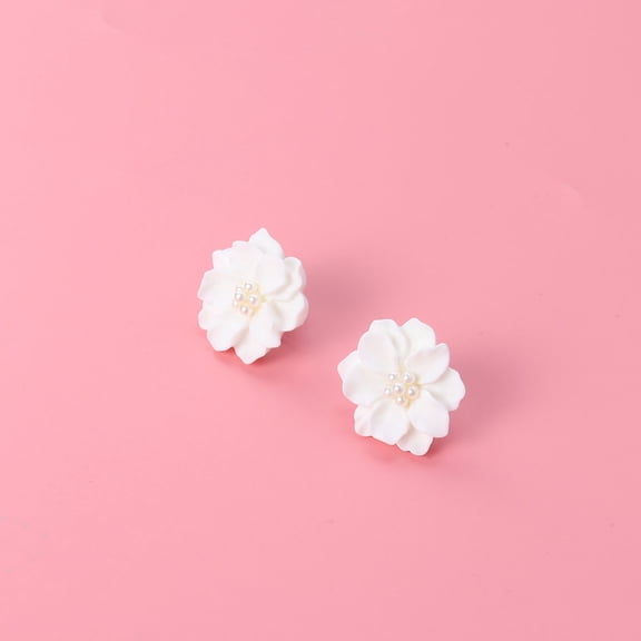 PENIKOKO 1 Pair Small White Resin Earrings Symmetrical Design Lightweight Jewelry for Anniversary
