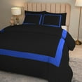 thumbnail image 3 of DNG Creations 5 Piece Full Black And Royal Blue Border Line Pattern Duvet Cover - 100% Egyptian Cotton, 800 Thread Count ( Full/Queen ), 3 of 4
