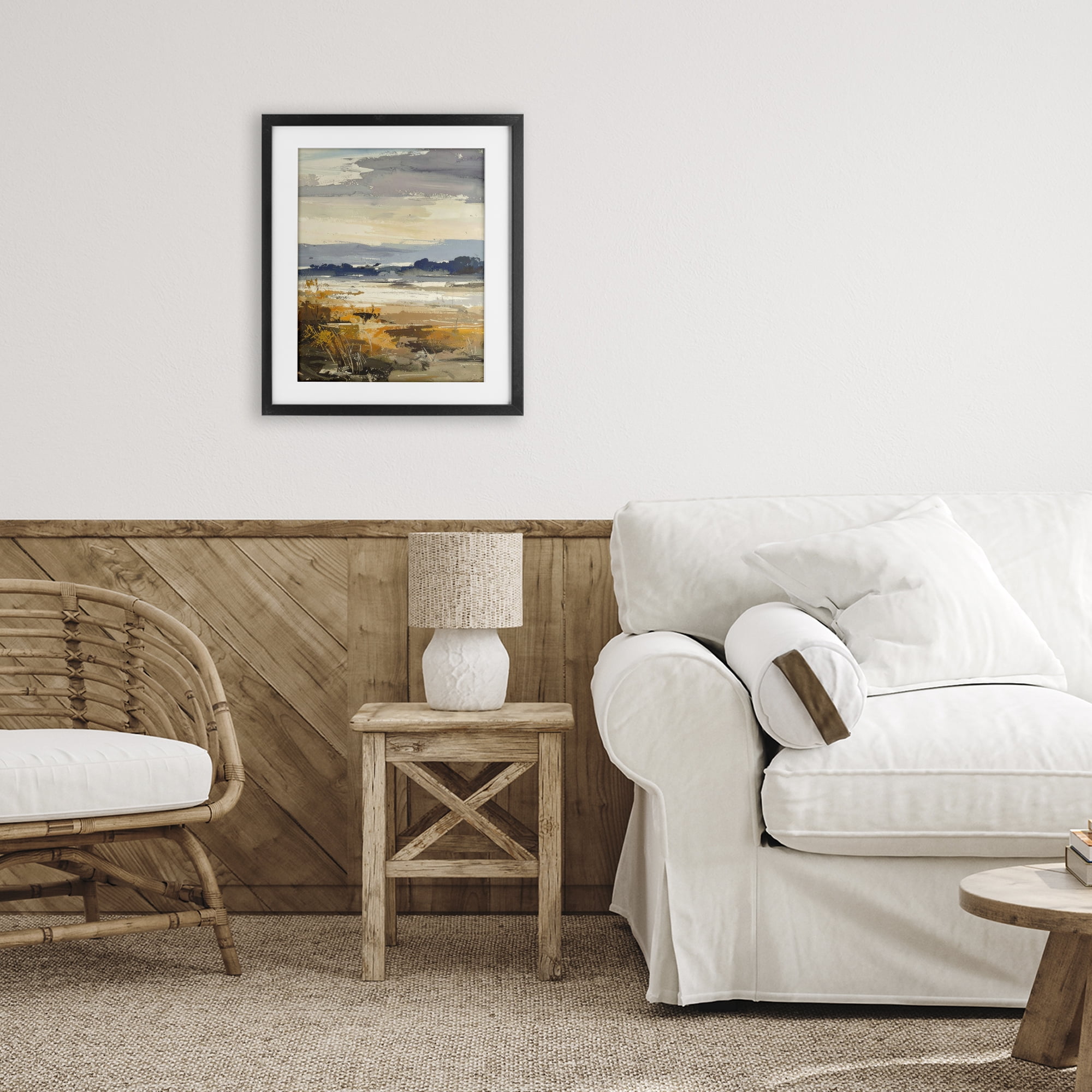 Stupell Industries Distant Horizon Abstract Black Framed Print Under Glass, design by Alonza Saunders