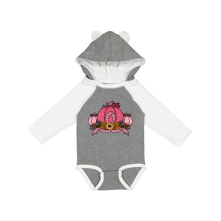 

Inktastic Pink October Pumpkin with Plaid Ribbon and Flowers Gift Baby Boy or Baby Girl Long Sleeve Bodysuit