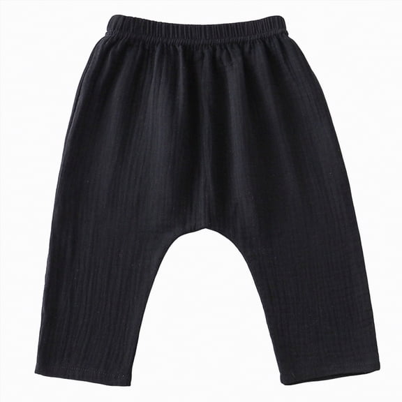 mgoYE Toddler Kids Baby Boy Girl Cotton Linen Elastic Basic Harem Long Pants Bloomers Casual Joggers 1-7T(Black,5-6 Years)