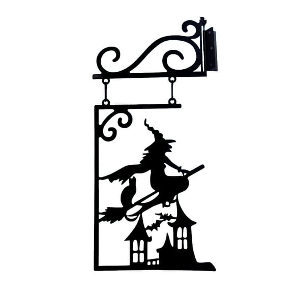 Riforla Halloween Silhouette Signs Door Decoration Scary Hanging Metal Wall Sign for Front Yard Garden Party Decor Hangs Home Decor Black