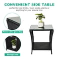 thumbnail image 2 of Tcbosik Glass Top Side Table, 2-Tier Rattan End Table with Sturdy Iron Frame for Indoor & Outdoor Use, 110lbs Weight Capacity (Black), 2 of 7