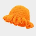thumbnail image 4 of Womens Bucket Hat Handmade Crochet Ruffled Knit Hat Fashiona Colorful Wide Brim Hat Sun Hat Hiking Take Photos, 4 of 4