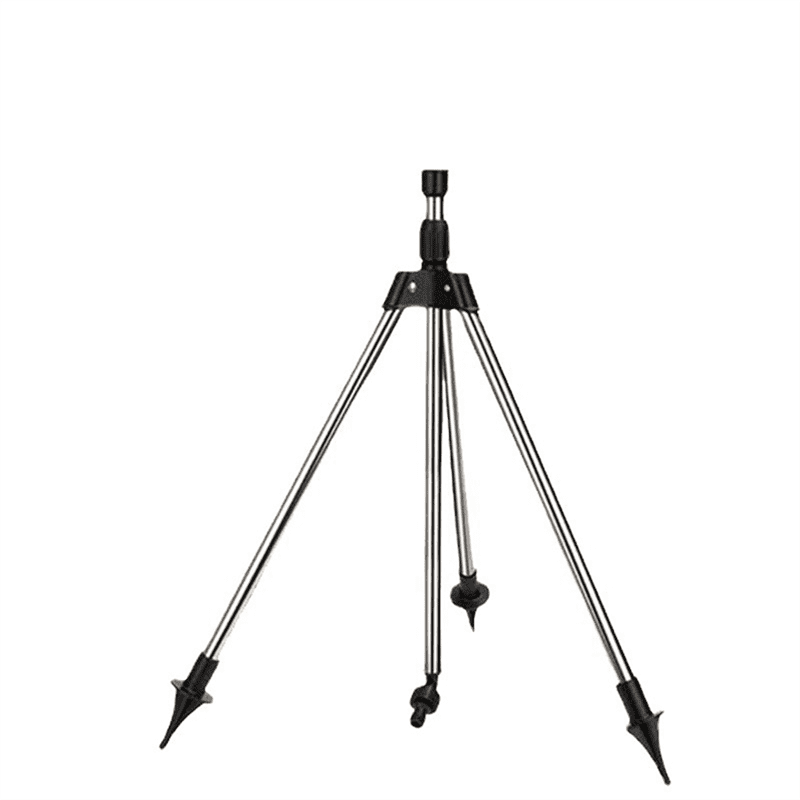 Telescopic Automatic Rotating Sprinkler Tripod Irrigation Artifact with One Sprinkler and Two Nozzles,1 x tripod 2 x Sprinkler head,Black