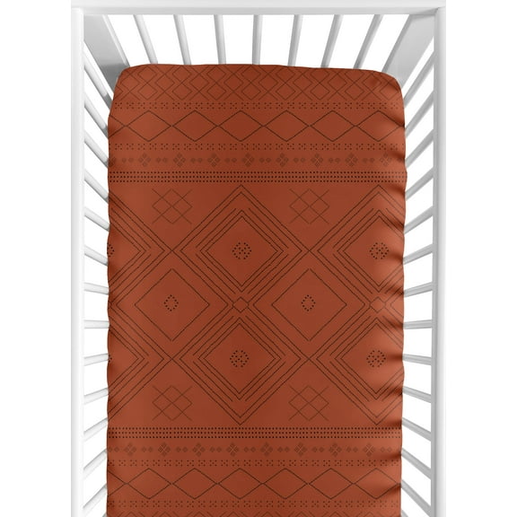 Sweet Jojo Designs Tribal Boho Dot Orange and Black Fitted Crib Sheet