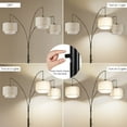 thumbnail image 6 of SUNMORY 3 Lights Tree Floor Lamp, 81.5" Tall Standing Lamp with Hanging Dual Drum Linen Shade, Modern Arc Floor Lamps with Heavy Base & 3 Bulbs, Mid Century Arched Floor Lamp for Living Room, Bedroom, 6 of 17