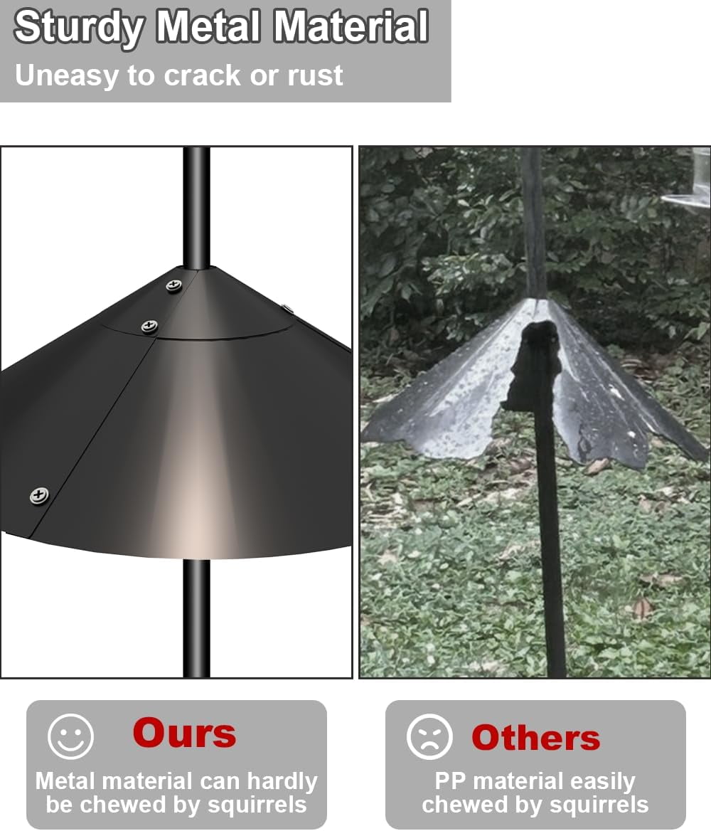 Metal Squirrel Baffle for Bird Feeder Pole, Outside Pole Mount Bird House Guard for Outdoor Shepherd’s Hook, 19 Inch, 1 Pack