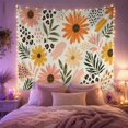 thumbnail image 2 of Coral Pink and Orange Daisies on Pale Blue, Whimsical Abstract for Flower Lovers, Botanical Wall Art, Housewarming Gift, Tapestry Wall Hanging for Bedroom and Studio, 2 of 7