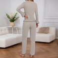 thumbnail image 4 of Womens Pajama Sets Womens Ribbed Knited Pajama Sets Long Sleeve Crew Neck Sleepwear Loungewear Women's Two Piece Outfits Halloween Pajamas S, 4 of 6