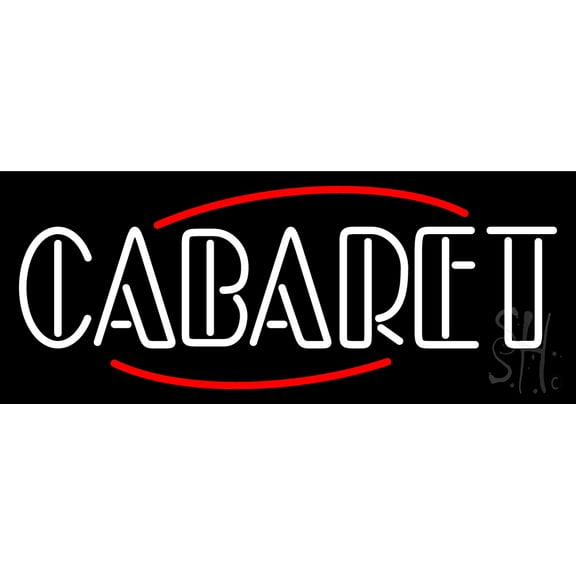 Round Cabaret LED Neon Sign 13" Tall x 32" Wide - inches Black Square Cut Acrylic Backing, with Dimmer - Premium built indoor Sign for Strip Club, Dance club, Décor, Bar.