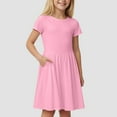thumbnail image 2 of Wxirdiow Summer Dresses for Teens Tween Girls Summer Dress Formal Ruffle Sleeve A Line Casual Elegant Dresses Pink Size,9-10 Years, 2 of 9
