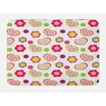 thumbnail image 1 of Flower Bath Mat, Flowers Stitches Checked Lines Stripes Heart Round Shapes Craft Patchwork Art, Non-Slip Plush Mat Bathroom Kitchen Laundry Room Decor, 29.5 X 17.5 Inches, Lime Purple Red, Ambesonne, 1 of 2