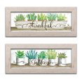 thumbnail image 2 of Gango Home Decor Cottage Thankful & Gather Succulent Pots; Two 18x6in Art Prints in Distressed White Frames, 2 of 6