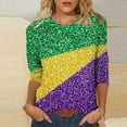 thumbnail image 4 of Mardi Gras Shirt Women Casual Funny Graphic 3/4 Sleeve Party Tee Shirts Round Neck Loose Fitted Festival Tops Trendy Mardi Gras Outfits 2026, 4 of 6