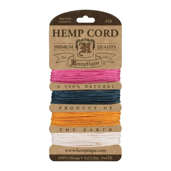 Hemptique Hemp Cord Card - Spring Colors, 120 ft, 10 lb