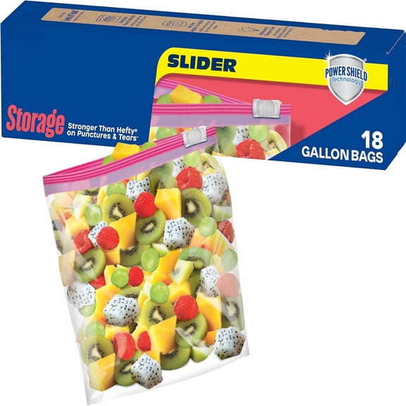 Food Storage Slider Bags, Technology for More Durability, 18 Count (Packaging May Vary)