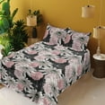 thumbnail image 2 of Ambesonne Asian Floral Fitted & Flat Sheet with Sham 3 Pcs Set, Art Japanese Floral, Twin, Pale Pink Pastel Pink, 2 of 5