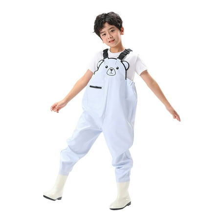 Hwmodou Boys Jumpsuits Kids Chest Waders Youth Fishing Waders Toddler Children Water Proof Hunt & Fishing Waders With Boots Fall Winter One Piece Romper 12-13Y