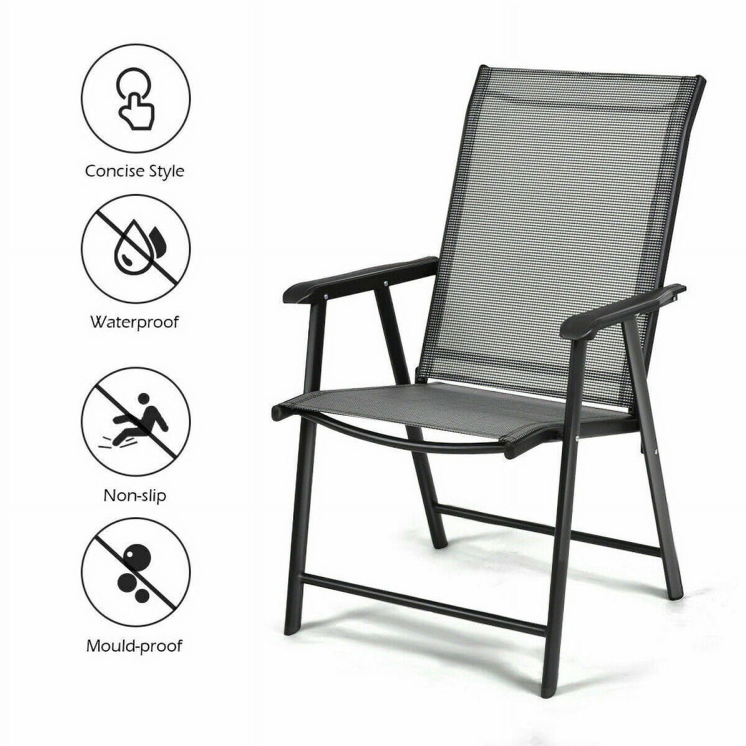 Aimee Lii Set of 2 Outdoor Patio Folding Chairs, Outdoor Patio Set, Gray Aimee Lii Set of 2 Outdoor Patio Folding Chairs, Outdoor Patio Set, Gray