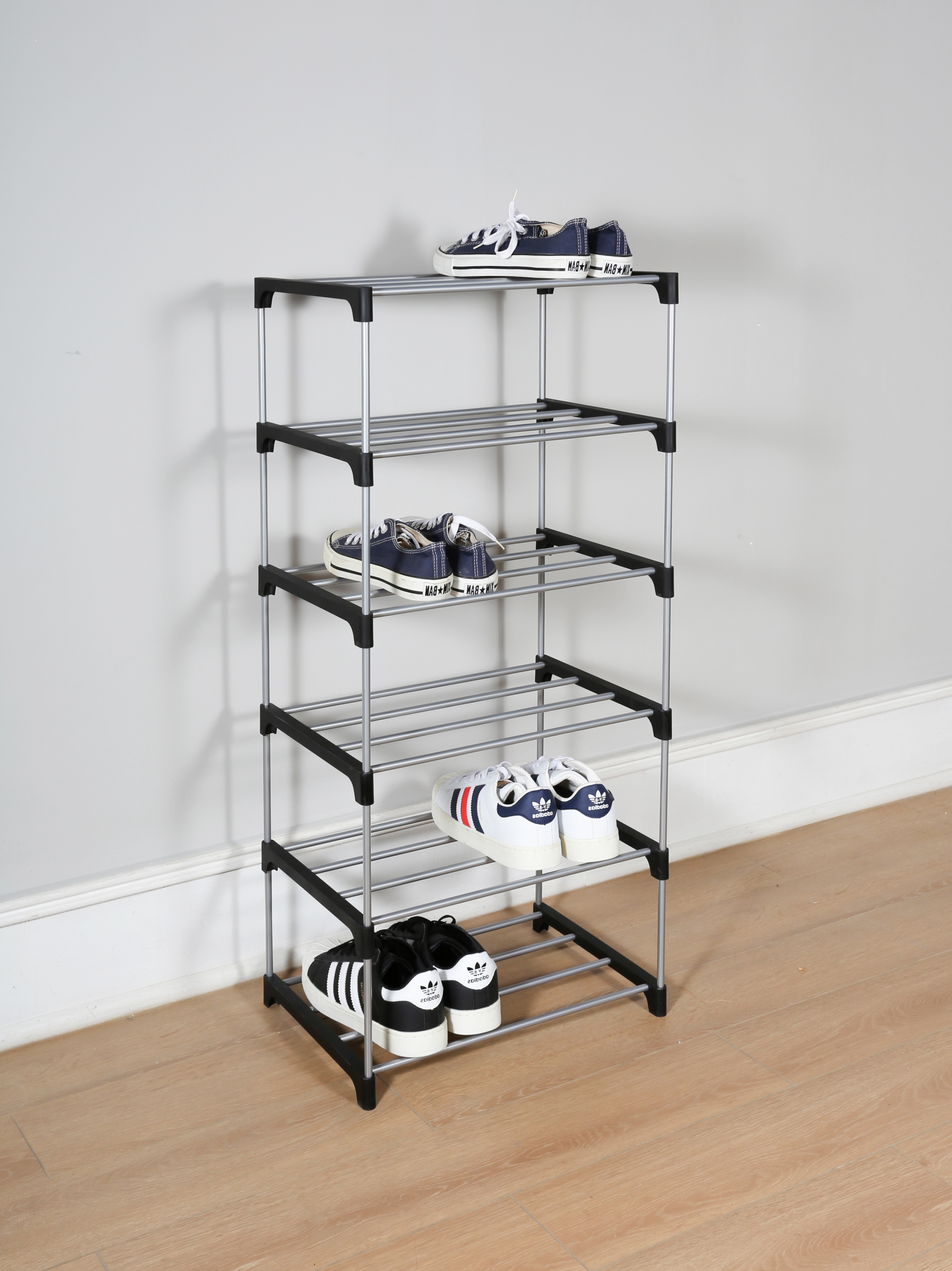 Mainstays 6-Tier Shoe Rack, Black and Silver photo 7