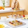 thumbnail image 6 of 3-Tier Square Dessert Stand | European Style Cake & Fruit Tray | White or Pink Plastic Candy & Snack Dishes for Coffee Table | 1-Piece Set, 6 of 6