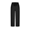 thumbnail image 5 of Simua Womens Cropped Pants Solid Color High Waisted Drawstring Casual Loose Trousers with Pockets, 5 of 6