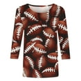 thumbnail image 4 of Gamivast Game Day Tops Women Plus Size 3/4 Sleeve Football Graphic Shirt Loose Fitted Drop Shoulder Crew Neck Casual Blouse Funny Superbowl Outfits, 4 of 5