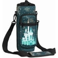 thumbnail image 2 of Water Bottle Carrier Holder Sling Bag Sleeve 32 Oz Crossbody Water Bottle Case Cover with Strap Pockets for Travelling Hiking Camping, 5''''x10'''', Black-1, 2 of 5