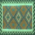 thumbnail image 1 of Ahgly Company Indoor Square Oriental Turquoise Blue Traditional Area Rugs, 8' Square, 1 of 4