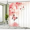 thumbnail image 5 of Ambesonne Floral Shower Curtain, Monarch Butterflies on Lily, 69"Wx70"L, Coral Ivory, 5 of 5