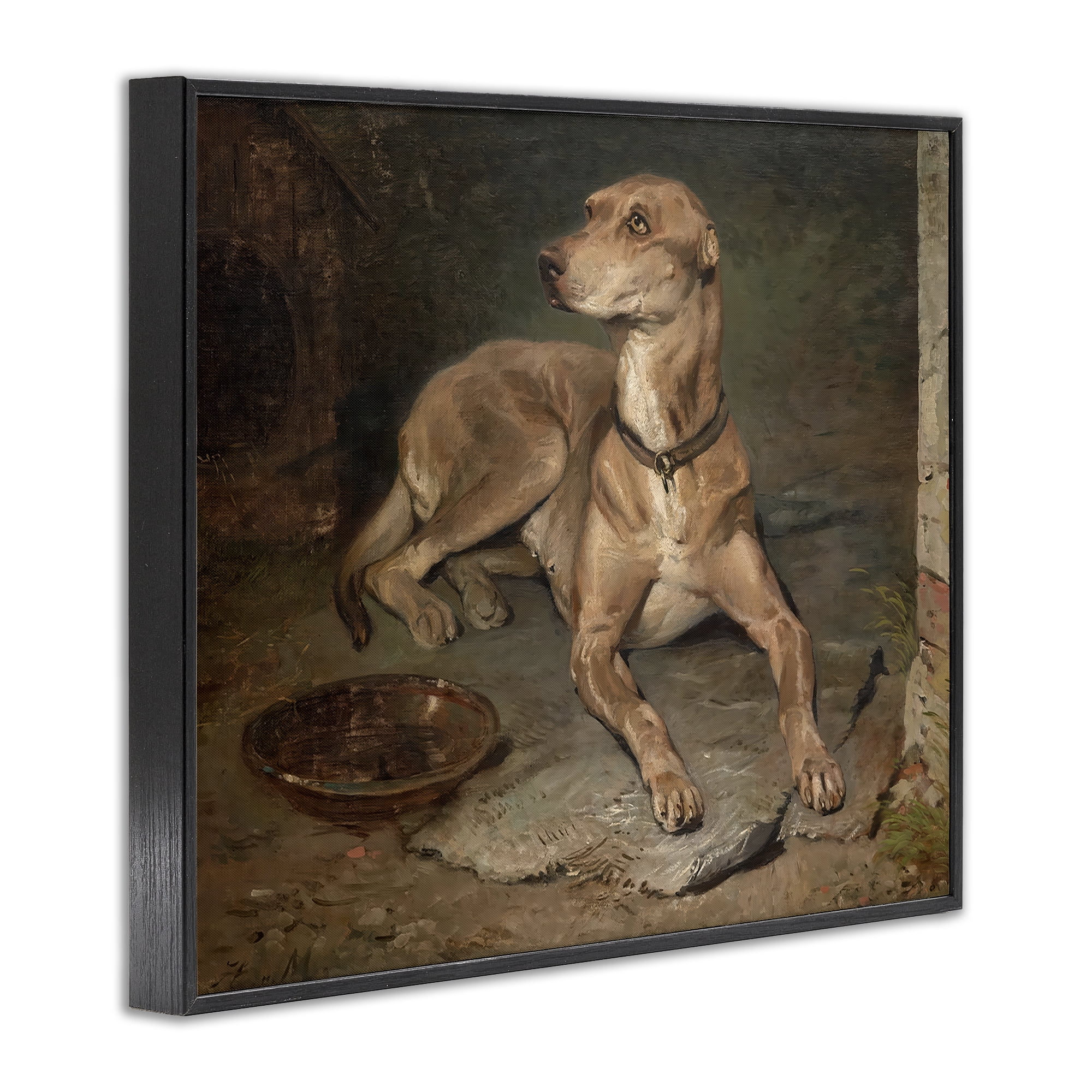 Stupell Industries Historical Dog & Bowl Black Framed Giclee Art, design by Lil' Rue