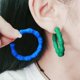thumbnail image 4 of 1 Pair Women Single Hoop Earrings Fashion Sweet Style Candy-Colored Acrylic Circle Earrings----Pink--Product code 62199 Pink, 4 of 5