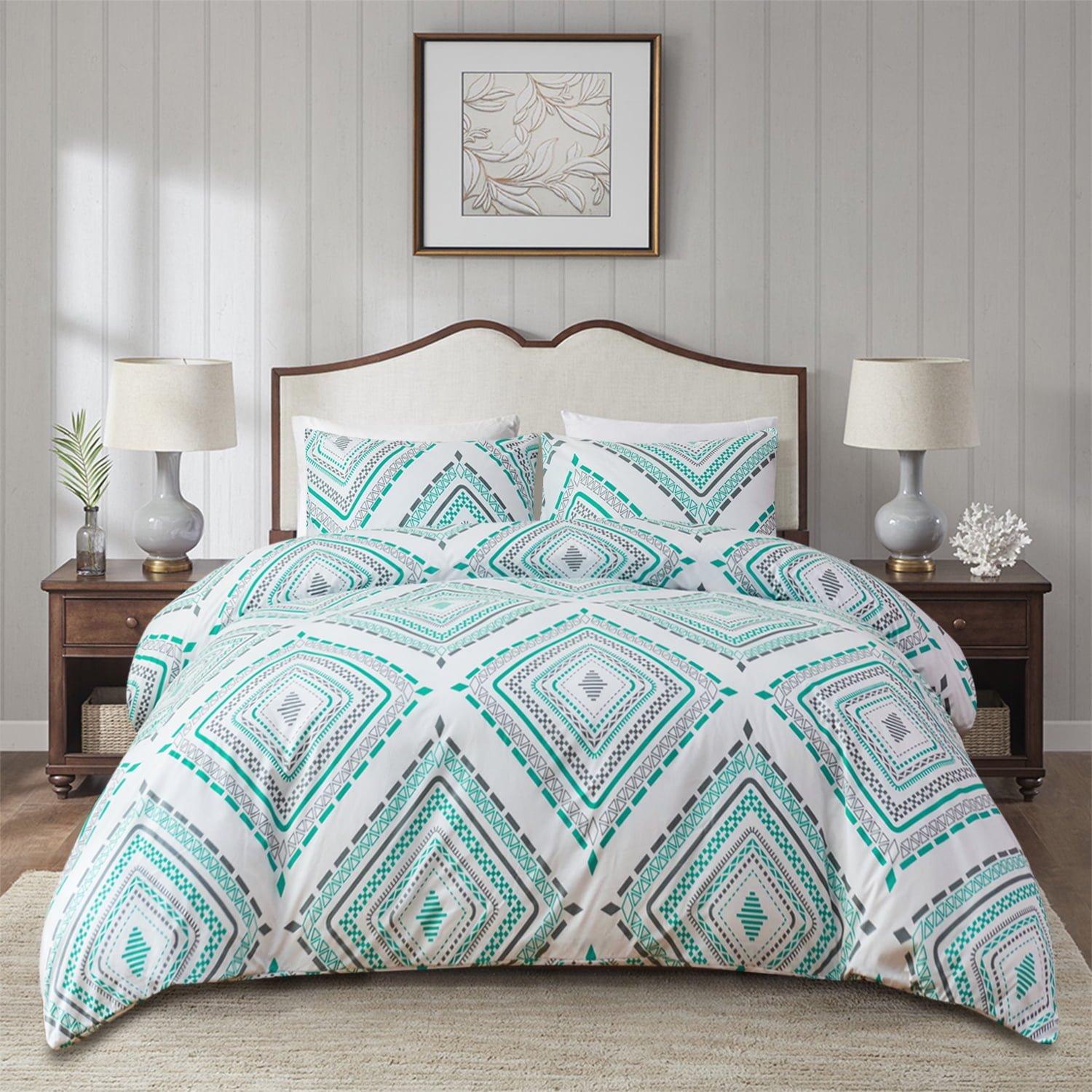 HAOK Queen Size Duvet Cover Set With 2 Pillowcases, Soft Brushed Microfiber Duvet Cover Set