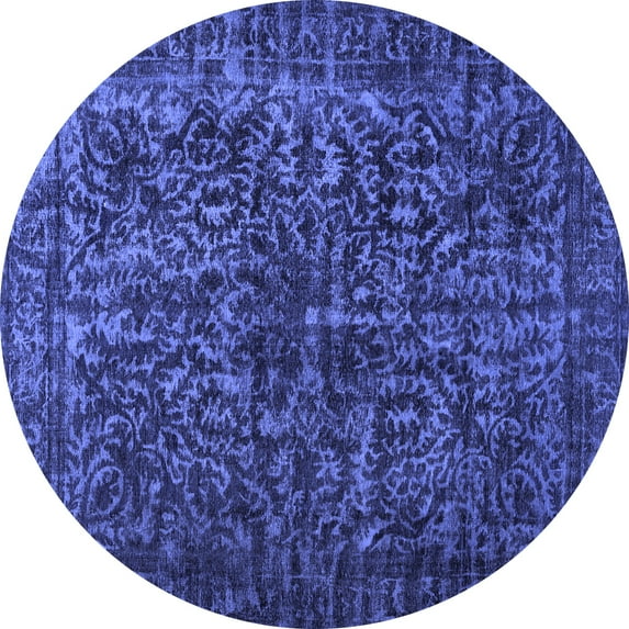Ahgly Company Indoor Round Abstract Blue Contemporary Area Rugs, 8' Round