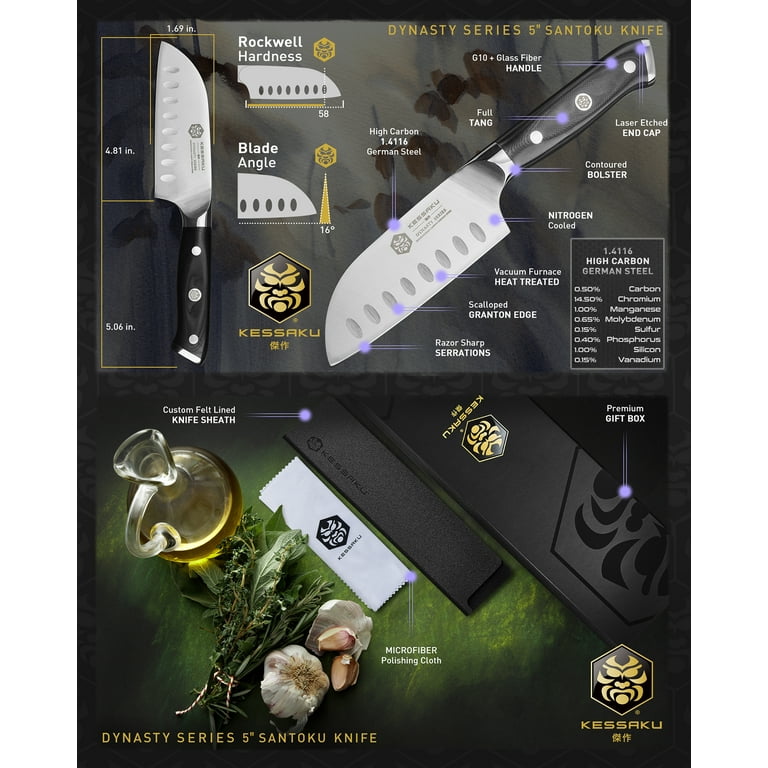 Kessaku Mini Santoku Knife - 5 inch - Dynasty Series - Razor Sharp