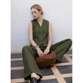 thumbnail image 5 of Firvespy Women's 2 Piece Blazer Outfits Summer Sleeveless V Neck Vest and Wide Leg Pants Set High Waist Tailored Business Casual Suit, 5 of 5