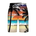 thumbnail image 3 of AIEOTT Mens Palm Tree Shorts Summer Beach Shorts Lightweight Elastic Waist Shorts Casual Shorts Athletic Shorts with Pockets, 3 of 4