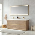 thumbnail image 3 of Huesca 72" Double Sink Bathroom Vanity Natural Oak Wood White Top No Mirror, 3 of 11