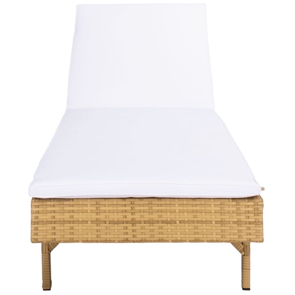 SAFAVIEH Cam Contemporary Modern Outdoor Patio Sunlounger, Natural/White