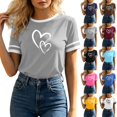 thumbnail image 1 of Neewe Blouse for Women Dressy Casual Short Sleeve Color Block Tops Fashion Peint Crew Neck Tunic Shirts Summer Clothes, 1 of 8