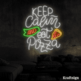 thumbnail image 2 of Craftnamesign Keep Calm Eat Pizza Neon Sign, Pizza Restaurant Shop Decor, 2 of 4