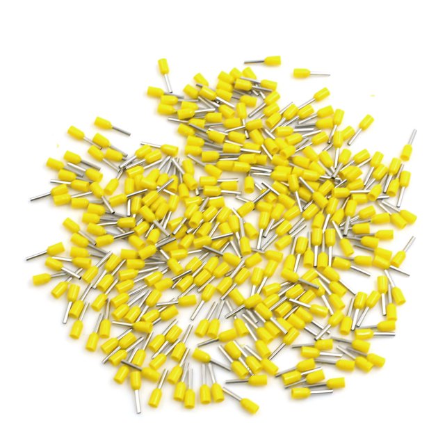 300Pcs 20AWG Férulas Aisladas Conector Pin de Cobre Terminal de Crimpado de Cable Amarillo