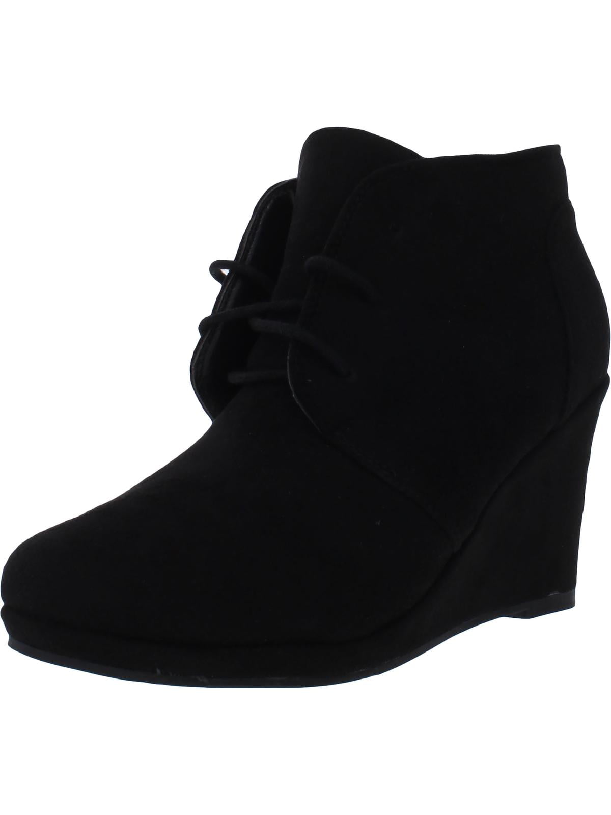 Faux Suede Ankle Wedge Boots 