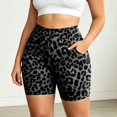 thumbnail image 2 of xfsWaSs Plus Size Biker Shorts with Pockets for Women High Waisted Workout Shorts Leopard Print Soft Yoga Running Athletic Gym Shorts, 2 of 5