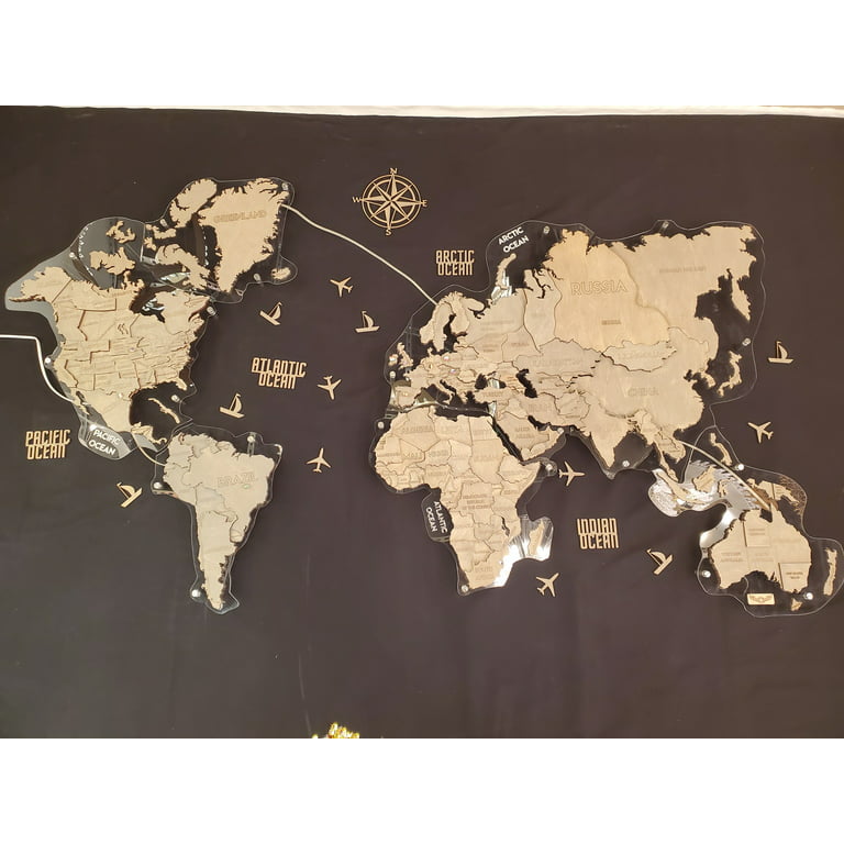 3D Wooden World Map Puzzle - World Map Black XXL 