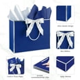 thumbnail image 2 of Premium Large Navy Blue Gift Bags With Handles 12.6x10 With Ribbons And Cards, 2 of 8