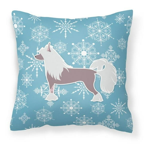 Carolines Treasures Winter Snowflake Chinese Crested Fabric Decorative Pillow 14Hx14W multicolor